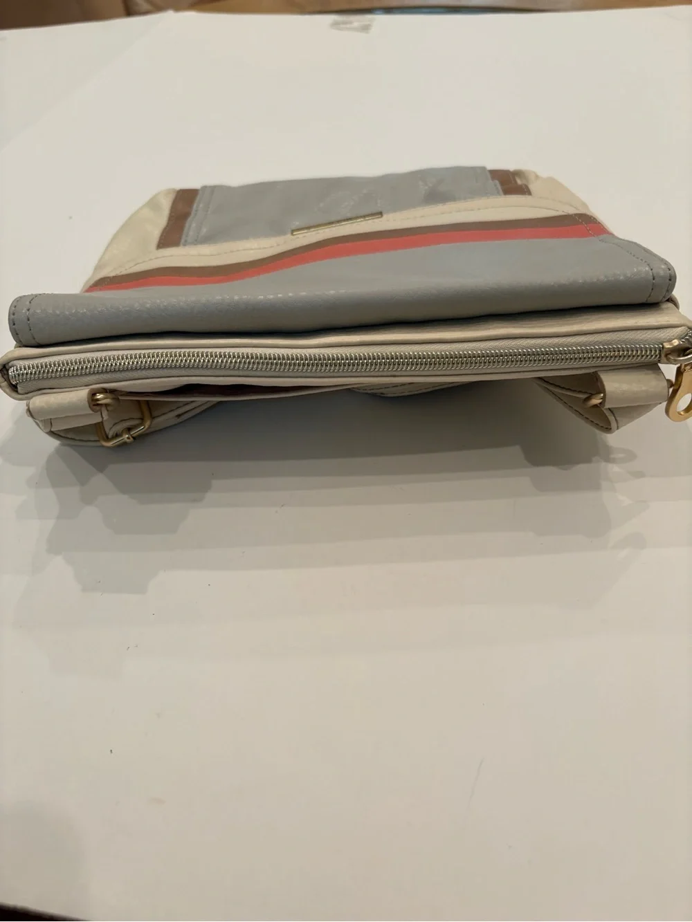 Relic Crossbody Bag in Gray, Cream & Red Stripe